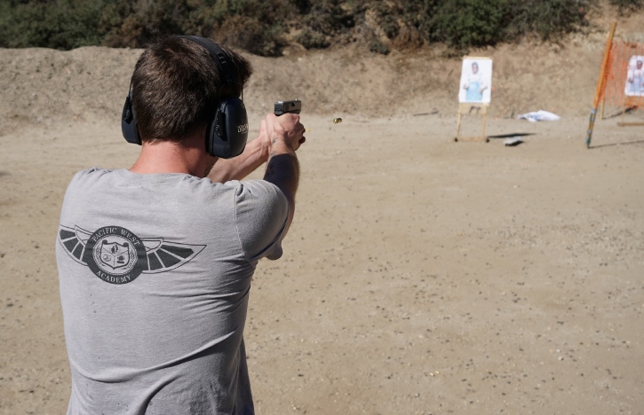 student at shooting range practicing to get the California Exposed Firearms Permit