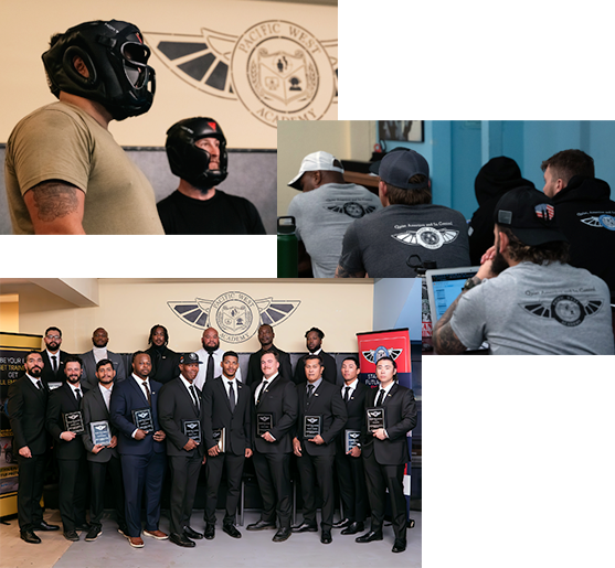 Graduates celebrating achievements in martial arts.